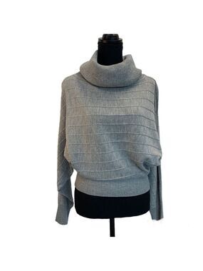 Gray ribbed dropped Sleeve high rolled neck sweater Sz S